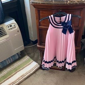 Pink dress with navy trim size 2T by Bonnie Jean